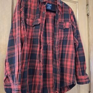 Faded Glory Red and Black Plaid Shirt